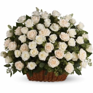 51 white roses in the basket