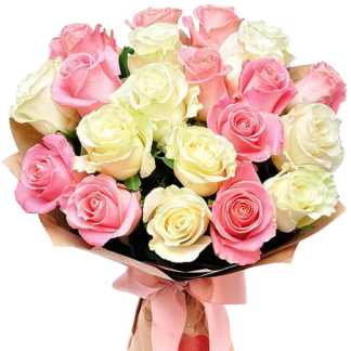 21 pink and white roses