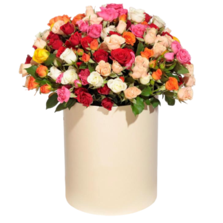 Mixed roses in a hatbox | Flower Delivery Naryan-Mar